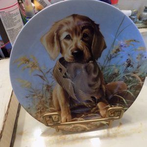 Edwin M Knowles Caught In The Act The Golden Retriever Plate COA 2749A